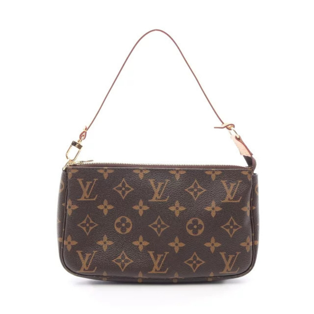 Louis Vuitton Pochette Accessoires Handbag Canvas Leather Monogram Brown